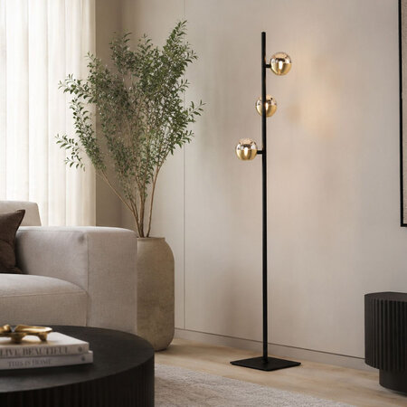 Steinhauer Moderne hotel chique Vloerlamp Belluno 3-lichts glas amber