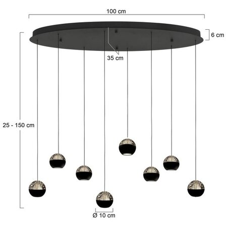 Steinhauer Moderne design Hanglamp Belluno 8-lichts ovaal smoke glas
