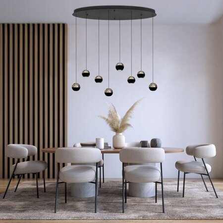 Steinhauer Moderne design Hanglamp Belluno 8-lichts ovaal smoke glas