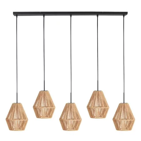 Steinhauer Oosterse hanglamp Ropex 5-lichts op balk bruin-crème