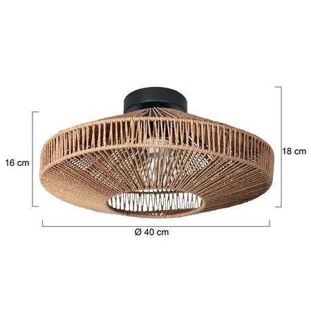Steinhauer Oosterse design plafondlamp Ropex 1-lichts touw crème