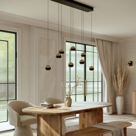 Hanglamp Belluno 8-lichts balk smoke glas