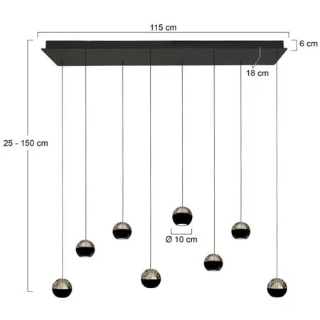 Steinhauer Moderne hanglamp Belluno 8-lichts op balk smoke glas