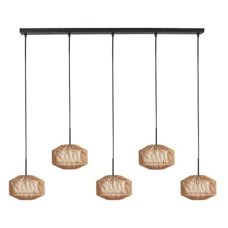 Steinhauer Ibiza Oosterse hanglamp Ropex 5-lichts op balk met touw kappen
