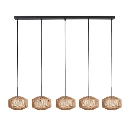Steinhauer Ibiza Oosterse hanglamp Ropex 5-lichts op balk met touw kappen