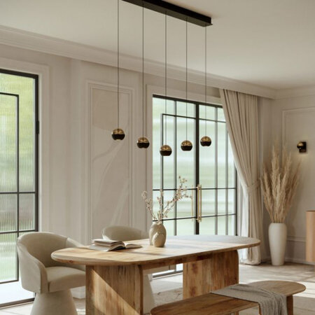 Steinhauer Moderne design hanglamp Belluno 5-lichts op balk smoke glas