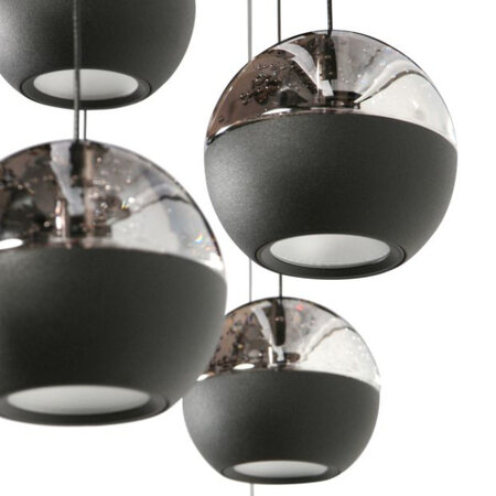 Steinhauer Moderne design hanglamp Belluno 5-lichts op balk smoke glas