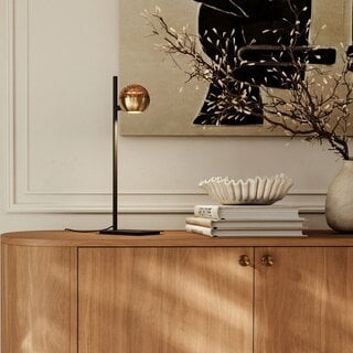 Tafellamp Belluno 1-lichts amber glas goud