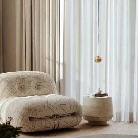 Steinhauer Hotel chique hanglamp Belluno 1-lichts amber glas goud