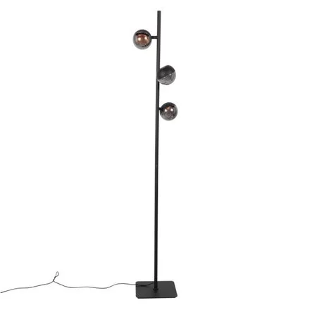 Steinhauer Design moderne vloerlamp Belluno 3-lichts smoke glas zwart