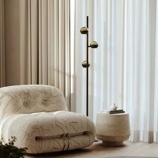 Vloerlamp Belluno 3-lichts smoke glas zwart