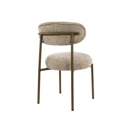 BelaLuz Moderne eetkamerstoel Tissee stof cargo zand met bruin frame