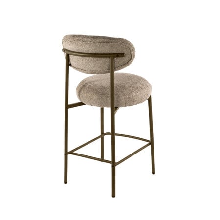 BelaLuz Scandinavische barstoel Tissee Cargo zand met bruin frame