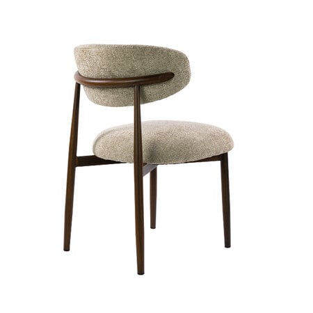BelaLuz Japandi eetkamerstoel Lavanto cargo zand met houtlook frame