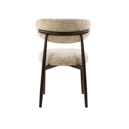 BelaLuz Scandinavisch design eetkamerstoel Lavanto stof monti zand met houtlook frame