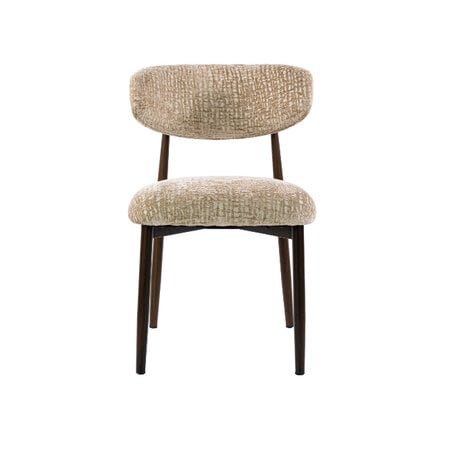 BelaLuz Scandinavisch design eetkamerstoel Lavanto stof monti zand met houtlook frame