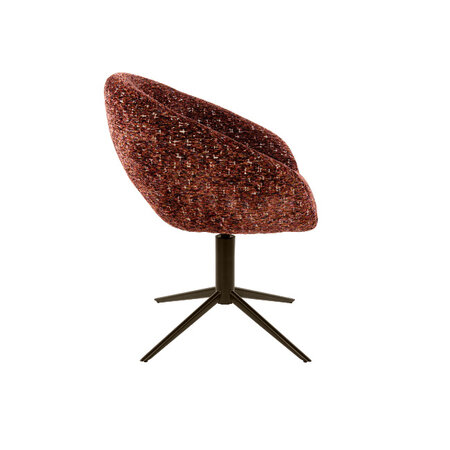 BelaLuz Retro vintage eetkamerstoel Ravello Delviro bordeaux rood bruin onderstel draaibaar
