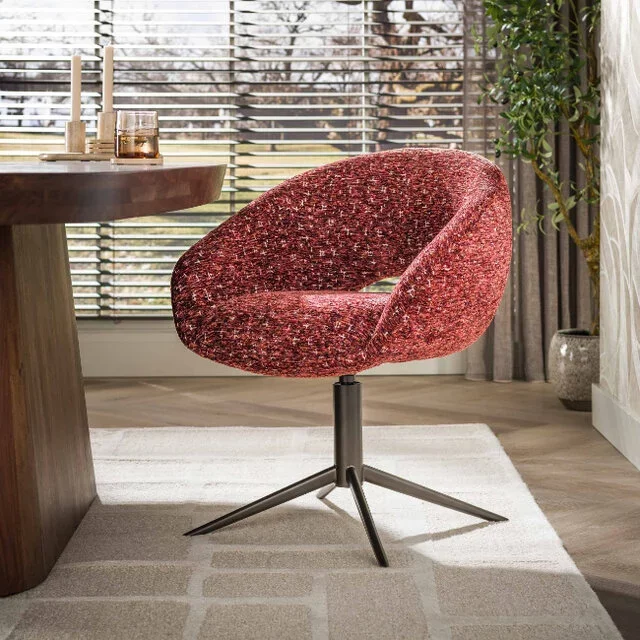 Eetkamerstoel Ravello Delviro bordeaux rood bruin onderstel