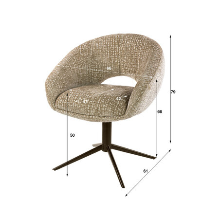 BelaLuz Moderne design draaibare eetkamerstoel Ravello Monti zand bruin