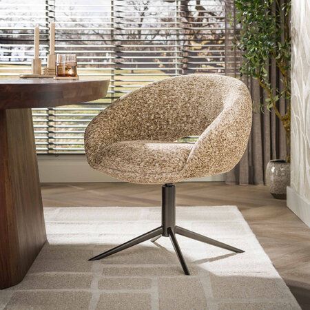 BelaLuz Moderne design draaibare armstoel Ravello champagne bruin