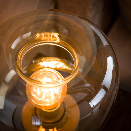 BelaLuz Moderne tafellamp Iselle 1-lichts beige licht amber glas