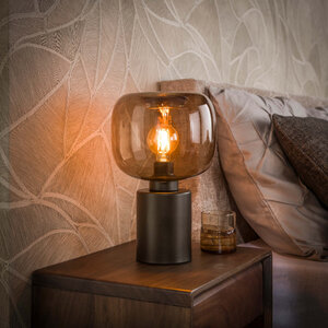 BelaLuz Moderne tafellamp Iselle 1-lichts sienna brown