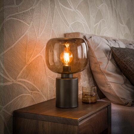 BelaLuz Moderne tafellamp Iselle 1-lichts sienna brown
