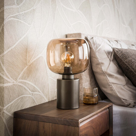 BelaLuz Moderne tafellamp Iselle 1-lichts sienna brown