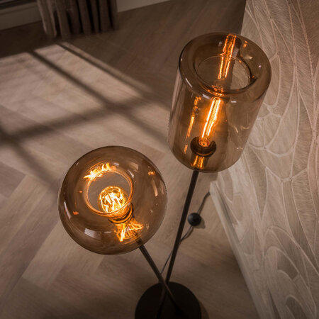 BelaLuz Moderne hotel chique vloerlamp Iselle 2-lichts Sienna brown