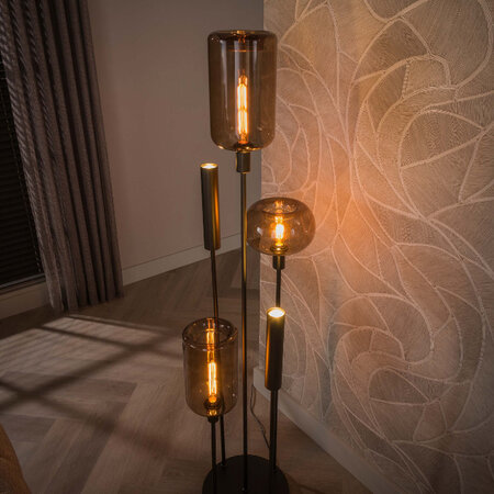 BelaLuz Modern hotel chique vloerlamp Iselle Switch 5-lichts getrapt Sienna bruin