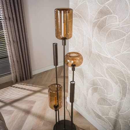 BelaLuz Modern hotel chique vloerlamp Iselle Switch 5-lichts getrapt Sienna bruin