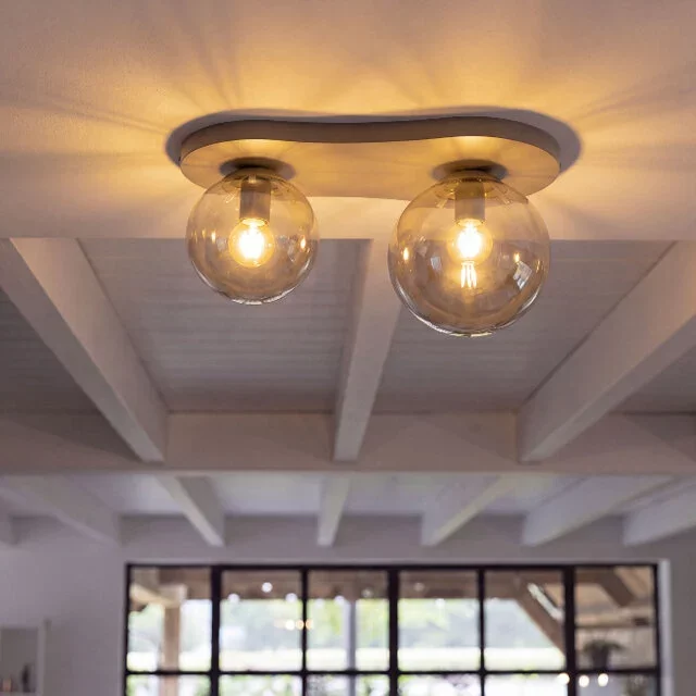 Plafondlamp Bubble 2-lichts beige