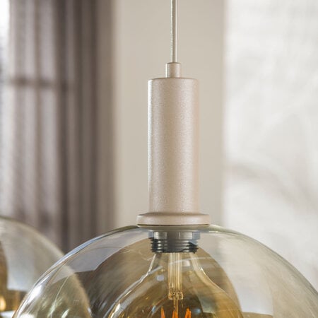 BelaLuz Moderne hanglamp Poly 3-lichts beige met licht amber glas