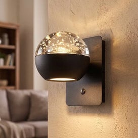 Wandlamp Belluno 1-lichts smoke glas zwart