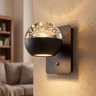 Wandlamp Belluno 1-lichts smoke glas zwart