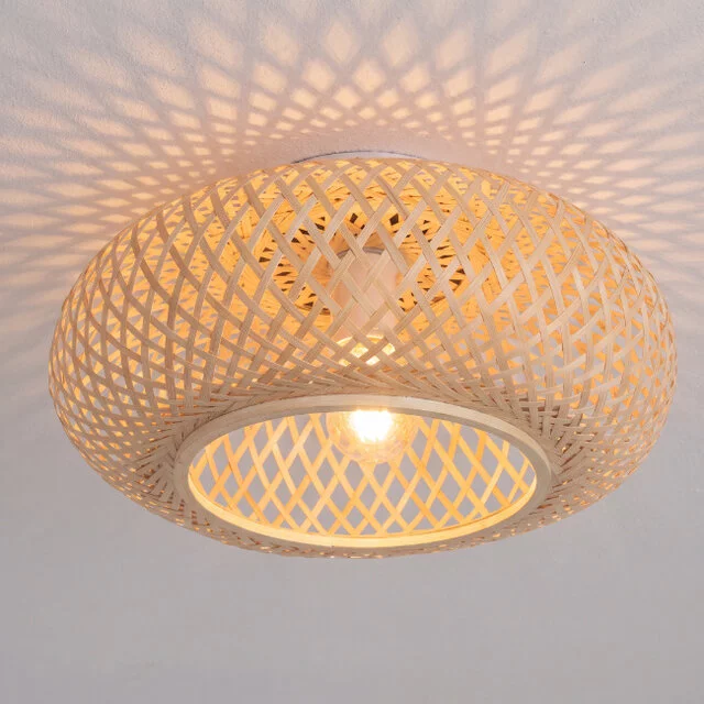 Plafondlamp Maze 1-lichts bamboe beige