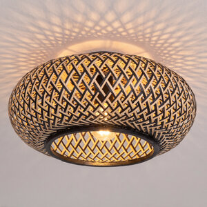 Steinhauer Oosterse design plafondlamp Maze 1-lichts bamboe zwart naturel