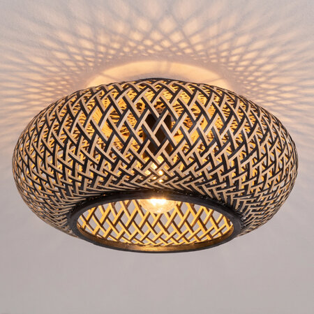 Steinhauer Oosterse design plafondlamp Maze 1-lichts bamboe zwart naturel
