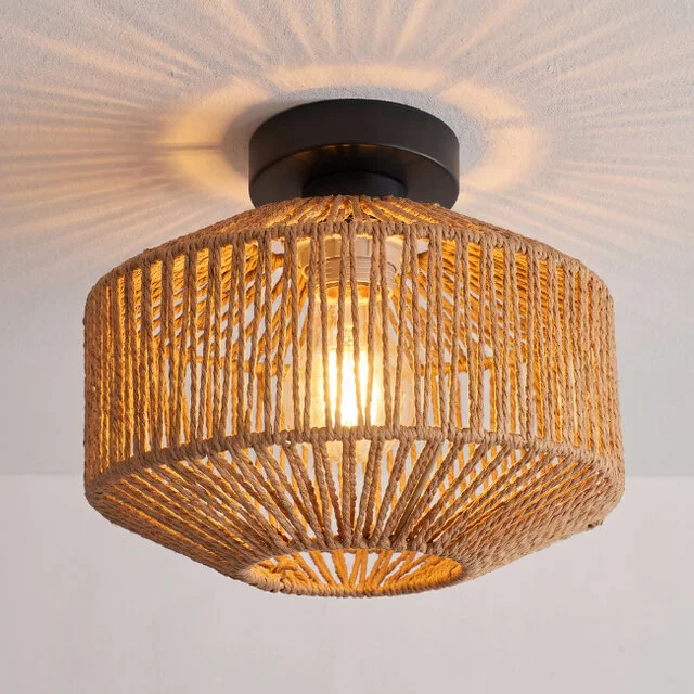 Plafondlamp Ropex 1-lichts touw crème