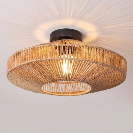 Steinhauer Oosterse design plafondlamp Ropex 1-lichts touw crème