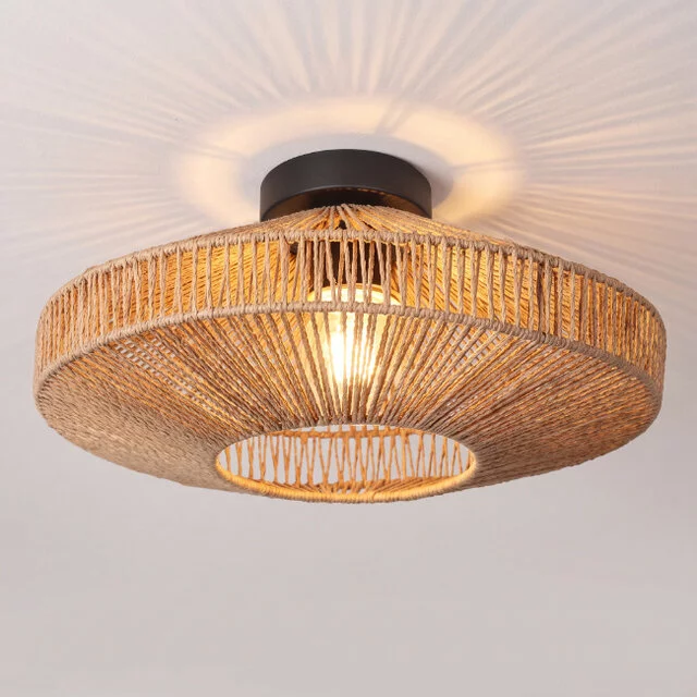 Plafondlamp Ropex 1-lichts touw crème