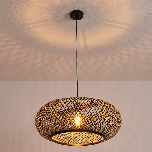 Hanglamp Maze 1-lichts bamboe beige