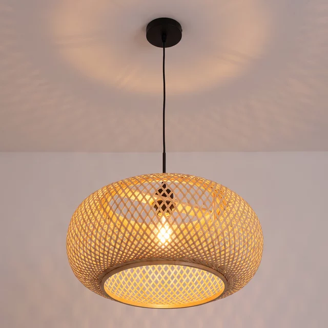 Hanglamp Maze 1-lichts bamboe beige