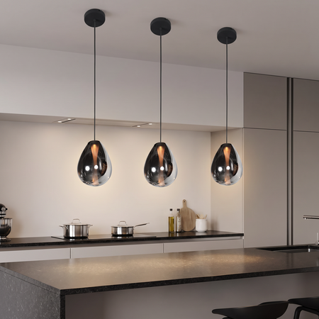 Steinhauer Moderne Design hanglamp Glimsy 1-lichts smoke glas zwart