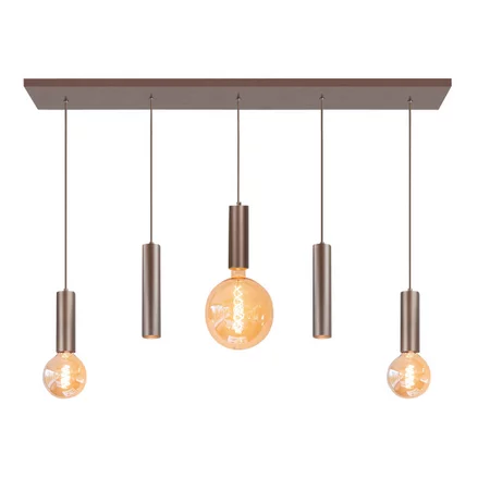 Highlight Moderne design hanglamp Locarno 5-lichts choco op balk