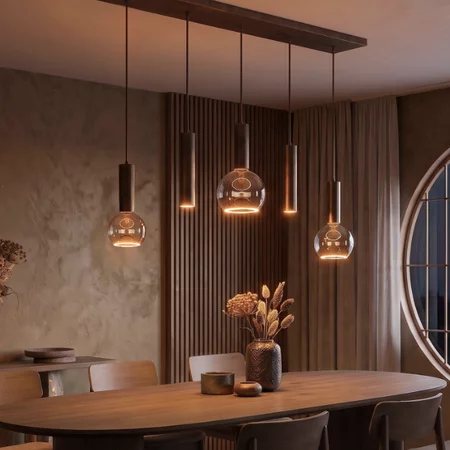 Highlight Moderne design hanglamp Locarno 5-lichts choco op balk