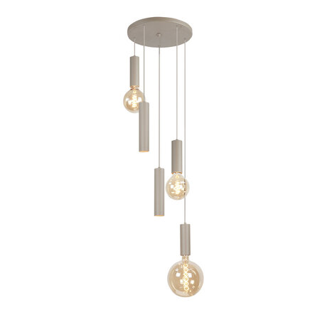 Highlight Moderne hanglamp Locarno 5-lichts getrapt zand met gerichte spots
