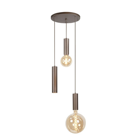 Highlight Moderne hanglamp Locarno 3-lichts getrapt choco bruin