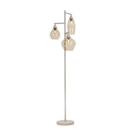 Highlight Hotel chique vloerlamp Cambio 3-lichts zand met amber glas