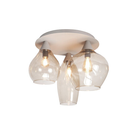 Highlight Hotel chique plafondlamp Cambio 3-lichts zand met amber glas